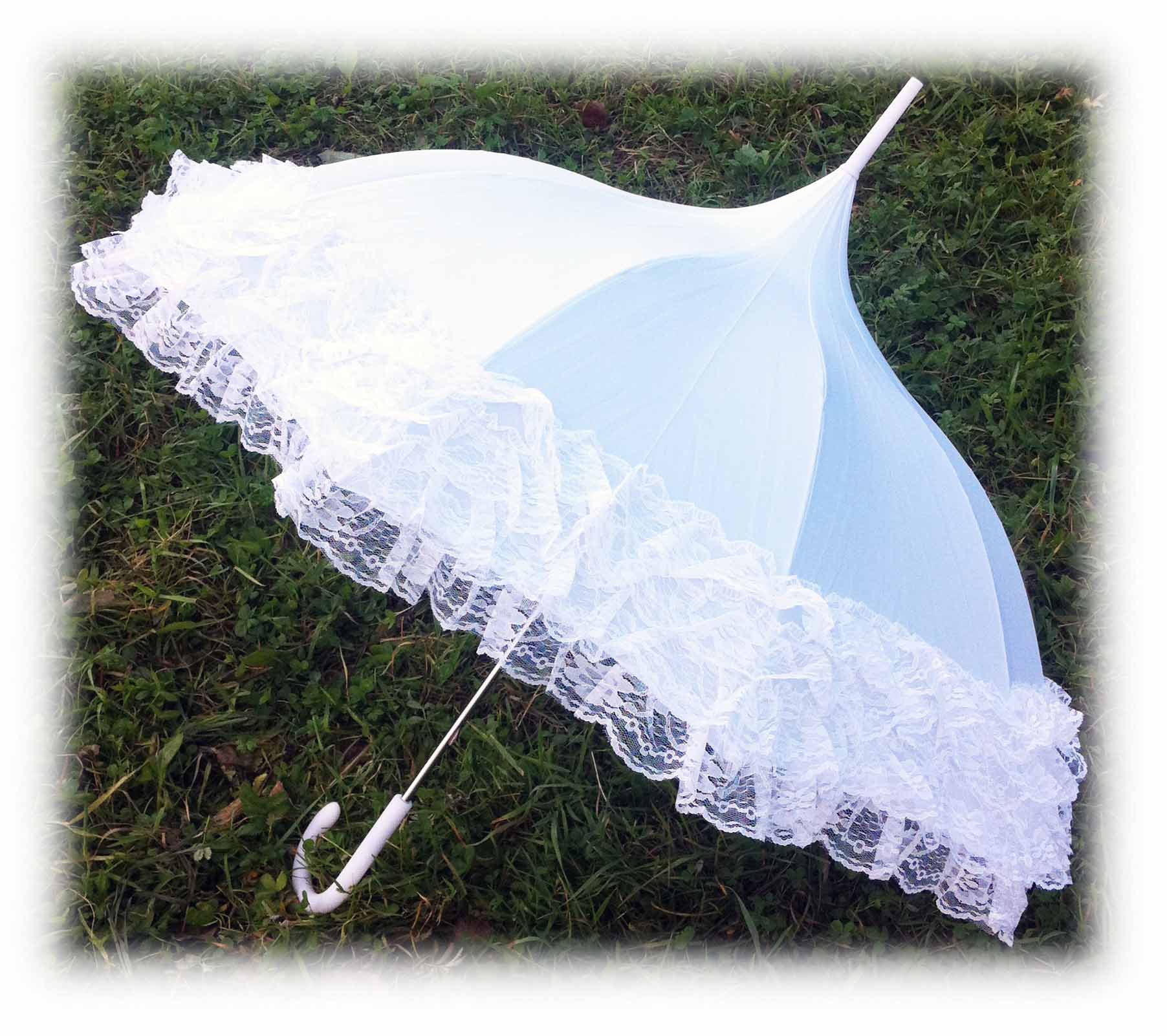 Белый кружевной свадебный зонт, модель Франческа